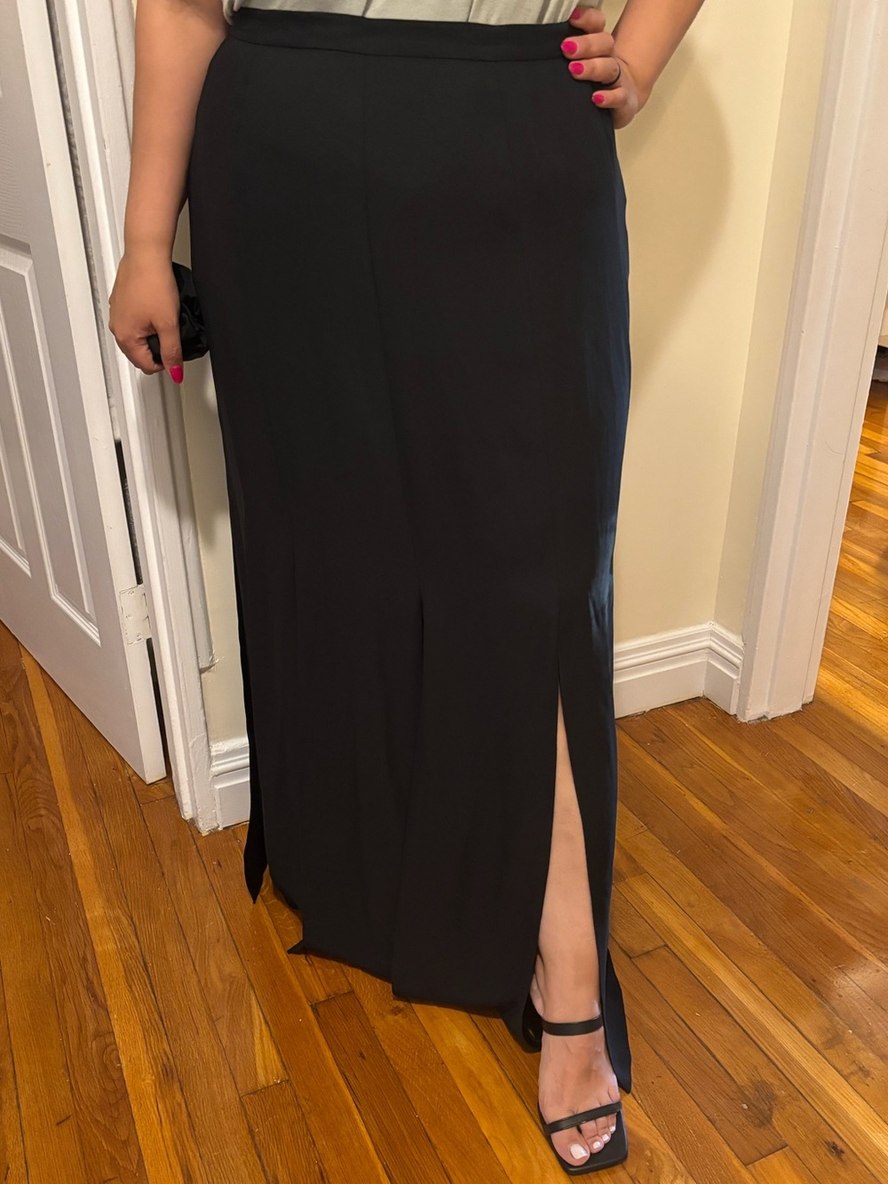 Chetta B Black Silk Maxi Skirt